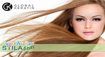 "Global Keratin" ārstnieciskā matu taisnošana! Padari savus matus mirdzošus, maigus un zīdainus salonā "Stila Kods"!