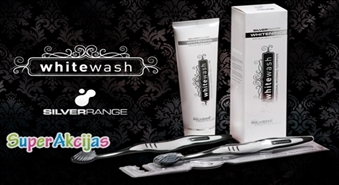 "WhiteWash" profesionālā baltinošā zobu pasta "Silver Range" un īpašā "Nano Silver" zobu birstīte!