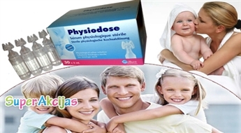 PHYSIODOSE fizioloģiskais šķīdums bez konservantiem deguna, acu un ausu higiēnai - iepakojumā 30 tūbiņas!