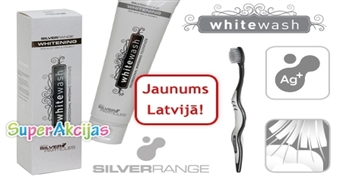 "WhiteWash" profesionālā baltinošā zobu pasta "Silver Range" un īpašā "Nano Silver" zobu birstīte!