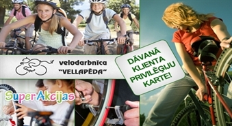 Pilnā velosipēda apkope "Velodarbnīcā Vellapēda" par puscenu! Dāvanā "Klienta privilēģiju karte"!