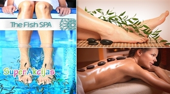 Fish SPA pīlings kājām + kāju, pēdu un muguras masāža ar karstiem akmeņiem + masāža ar STENDERS eļļām!