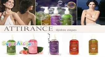 Izmēģini izsmalcinātos "Attirance" šķidro ziepju aromātus par puscenu – Ls 2.47!