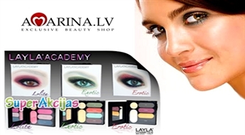 4 оттенка теней + грунтовка + корректор + зеркальце от LAYLA Cosmetics! Профессиональный макияж глаз!