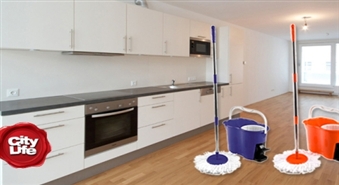 Комплект для мытья пола SuperMop: 2 насадки из микрофибры +  телескопический стержень щетки + ведро с механизмом полоскания и отжима – 53%