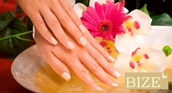 Eiropas manikīrs  + Gelish pārklājums + pīlings + viegla roku masāža salonā BIZE - 51%