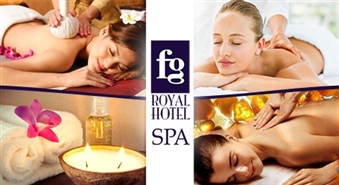 FG Royal Hotel SPA: Āzijas relaksējošā masāža, ajūrvēdas masāža, Taizemes klasiskā masāža vai limfodrenāžas masāža + sapropeļa ietīšana -76%