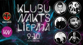 BACARDI "Klubu Nakts" Liepājā 9. un 10.novembrī - 50%! Bezmaksas ieeja klubos + atlaide viesnīcu un restorānu pakalpojumiem + Chris Willis (David Guetta vokālists) koncerta šovs!