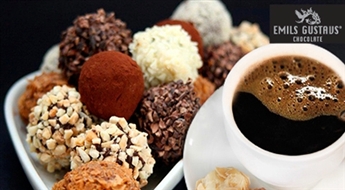 Ļaujies šokolādes valdzinājumam! Kafija + 2 jebkuras trifeles no Emīla Gustava Šokolāde - 57%