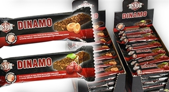 100% DINAMO enerģija! Vesela kaste Dinamo musli batoniņu šokolādes glazūrā ar ķiršiem vai karameli (23 g x 30 gab.) - 63%