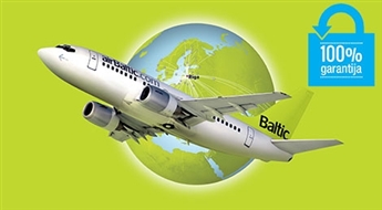 Dāvanu karte Ls 15 vērtībā lidojumiem ar airBaltic uz jebkuru galamērķi - 93%