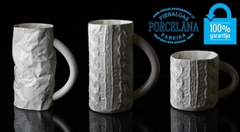 Sniegbalti dizaina trauki ar adījuma vai burzījuma efektu no Piebalgas Porcelāna Fabrikas - 50%