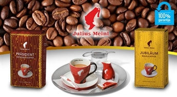 Vīnes kafijas valdzinājums: Julius Meinl augstas kvalitātes Jubilaum maltā kafija (250 g) vai Prasident Espresso pupiņu kafija (500 g) -40%