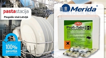 Perfekti tīriem traukiem! Ekonomiskās trauku mazgāšanas tabletes Profi-Tabs „5 in 1” (50 gab.) – 41%