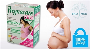 Dubultas rūpes par mazuļa un jaunās māmiņas veselību!  Pregnacare plus Omega-3 multivitamīni (28 tabletes + 28 kapsulas) no EkoMed – 50%