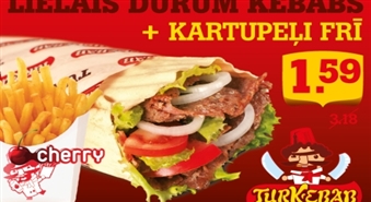 TurKebab Krasta ielā: lielais Dürüm kebabs + frī kartupeļi -50%