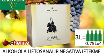 Eirovīns: высококачественное белое вино Conte Ricci Soave 2010 (3 л) из Италии -45%