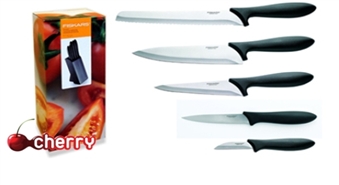 Комплект ножей FISKARS + элегантая деревянная подставка под ножи -41%