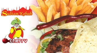 Sultan Kebab: lielais vistas vai liellopu gaļas kebabs + mazie frī kartupeļi -50%