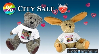 Vismīļākā dāvana Svēta Valentīna Dienā! Plīša zaķītis BUNNY vai lāčuks TEDDY T-kreklā ar Jūsu foto ar 60% atlaidi! Padari Laimīgo Savu Otru Pusi!