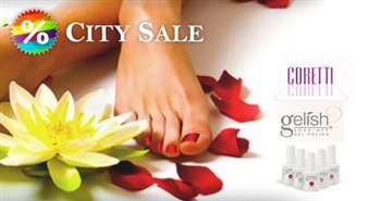 Aparātpedikīrs ar GELISH lakas pārklājumu salonā "Coretti" ar 50% atlaidi!