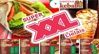 Garšigie kebabi vai MIX Giross ar salātiem, mērcēm un frī kartupeļiem vai Grilburgers kebabnīcā "Pakistānas Kebabs"!