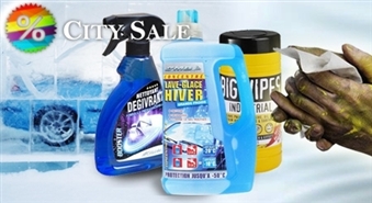 Sagatavojies ziemai! Automobiļa vējstikla atledošanas līdzeklis (500 ml) + nesasalstošs līdzekļu koncentrāts (1,5 l) + īpaši spēcīgas iedarbības tīrīšanas salvetes (50 gab.) ar 50% atlaidi!