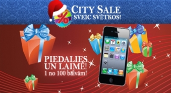 Jāā! Citysale.lv sagatavoja saviem draugiem dāvanas! Piedalieties akcijā un laimējiet 1 no 100 balvām! Galvenā balva – jauns Apple IPhone 4S!!!