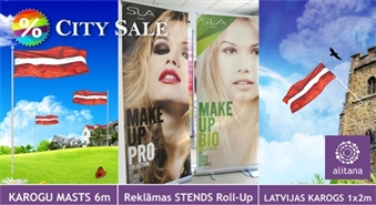 Vai kadreiz sapņojis par personīgo karogumastu? Vai reklāmas stendu? Vai karogu? Tagad tas ir iespējams! Mēs tev to piedāvājam ar 50% atlaidi!