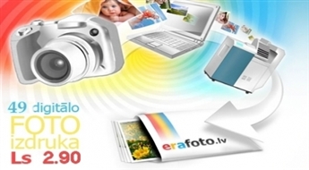 Erafoto.lv предлагает печать 49 фотографий размером 10x15 или 35 шт. 15x21, или 10 шт. 20x30!