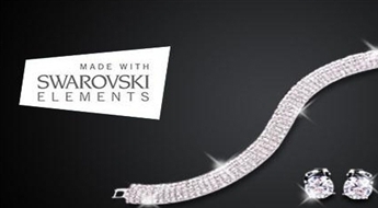 Swarovski делают женщин красивее! Стильный браслет из кристаллов в пять рядов + серьги -87%