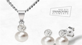Роскошные серебряные украшения 925 пробы с кристаллами  Swarovski и с жемчугом -82%