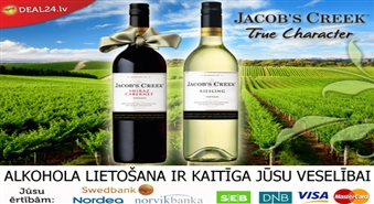 Svētkiem ar lielisku sajūtu garšu! Jacob`s Creek Riesling BALTVĪNS vai Shiraz Cabernet SARKANVĪNS. Kārdinošākā cena pilsētā!