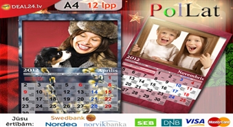 Dāvana - pārsteigums! Personalizēts 12 lapu A4 kalendārs ar mīļākajām fotogrāfijām.