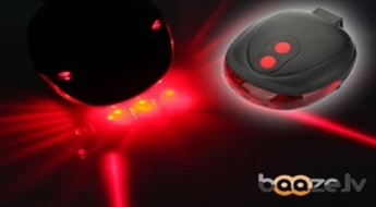 Esi pamanāms: velosipēda aizmugurējais lukturis LASER TAIL LIGHT ar lāzera stariem.