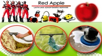 RED APPLE uzkopšanas serviss: paklāju tīrīšana un logu mazgāšana. Viss tīrs!
