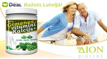 Ģimenes vitamīni Kalcijs+ (120 tabletes) no Latvijas ražotāja Dion Bioline stiprai veselībai.