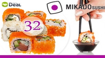 Lielais "Tottori" suši komplekts (32 gab.) no "Mikado Sushi". 4 dažādi suši veidi!