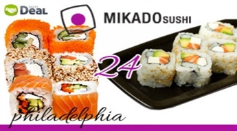 3x garšīgāk! Lielais "Philadelphia" suši komplekts (24.gab.) no "Mikado Sushi"