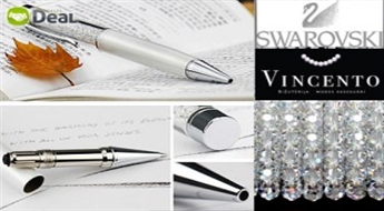 Vairāk mirdzuma! Lodīšu pildspalva ar 100 Swarovski kristāliņiem.
