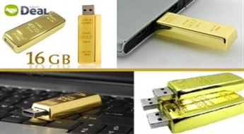Ekskluzīva cena! Ekskluzīvs dizains! 16 Gb zibatmiņa zelta stieņa formā.