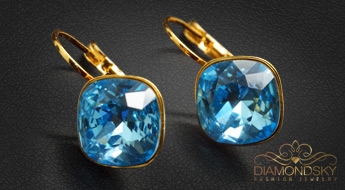 Auskari "Apžilbinošs Mirdzums IV (Aquamarine Blue)" ar Swarovski™ kristāliem