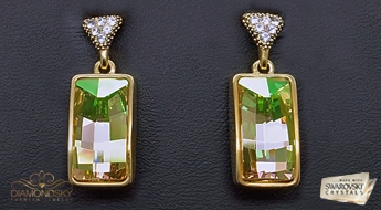 Auskari "Zelta Maģija (Luminous Green)" ar Swarovski™ kristāliem