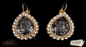 Auskari "Debesu Piliens (Black Patina)" ar Swarovski™ kristāliem
