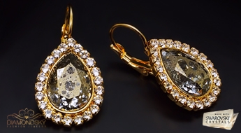 Auskari "Debesu Piliens (Gold Patina)" ar Swarovski™ kristāliem