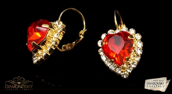 Auskari "Okeāna Sirds (Light Siam)" ar Swarovski™ kristāliem