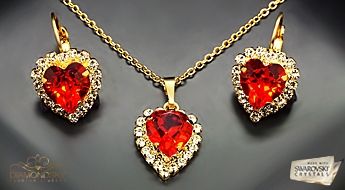 Komplekts "Okeāna sirds (Light Siam)" ar Swarovski™ kristāliem