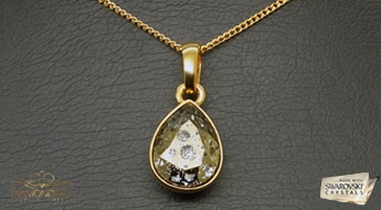 Kulons "Kristāla Lāse (Gold Patina)" ar Swarovski™ kristāliem