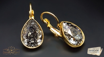 Auskari "Kristāla Lāse (Black Patina)" ar Swarovski™ kristāliem