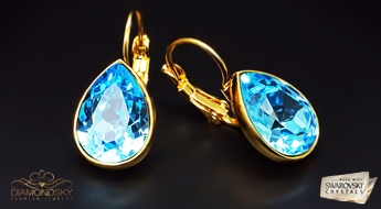 Auskari "Kristāla Lāse (Aquamarine Blue)" ar Swarovski™ kristāliem